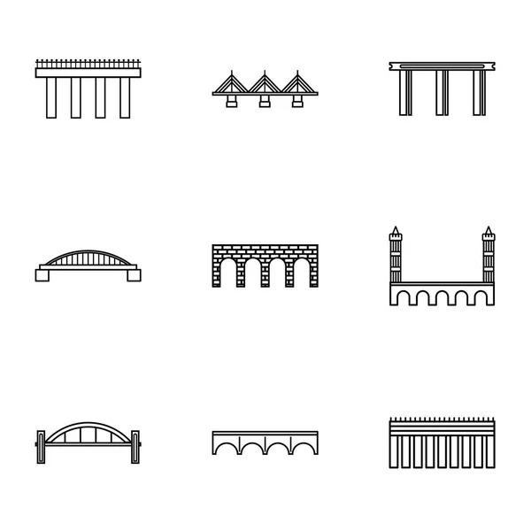 Typy sady ikon mosty, styl osnovy — Stockový vektor