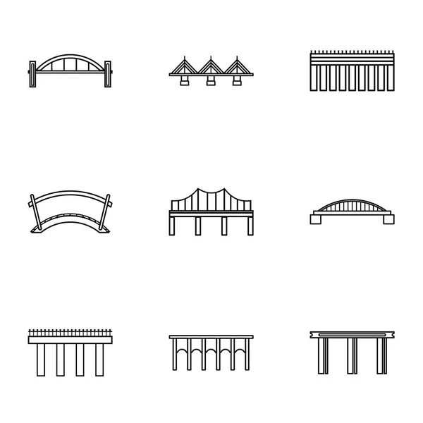 Brücken-Übergangsymbole setzen, Stil umreißen — Stockvektor