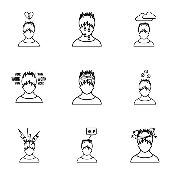 Conjunto de ícones de emoções, estilo esboço — Vetor de Stock