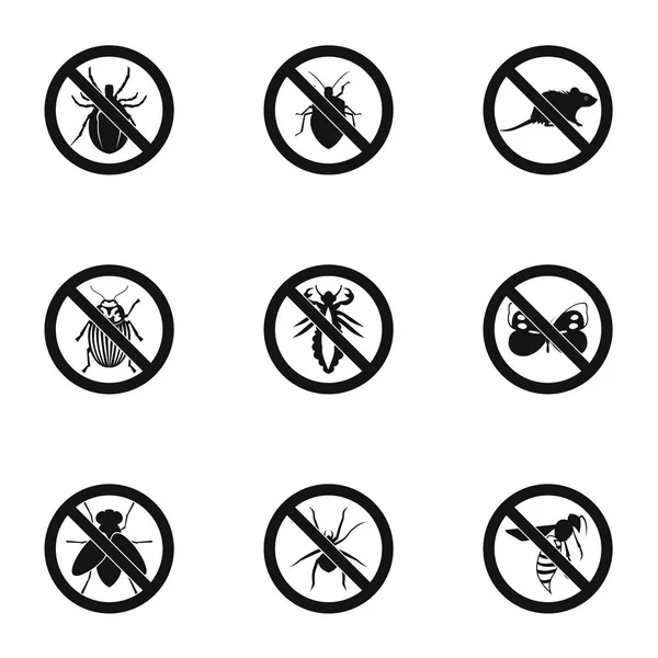 Signos de insectos conjunto de iconos, estilo simple — Vector de stock