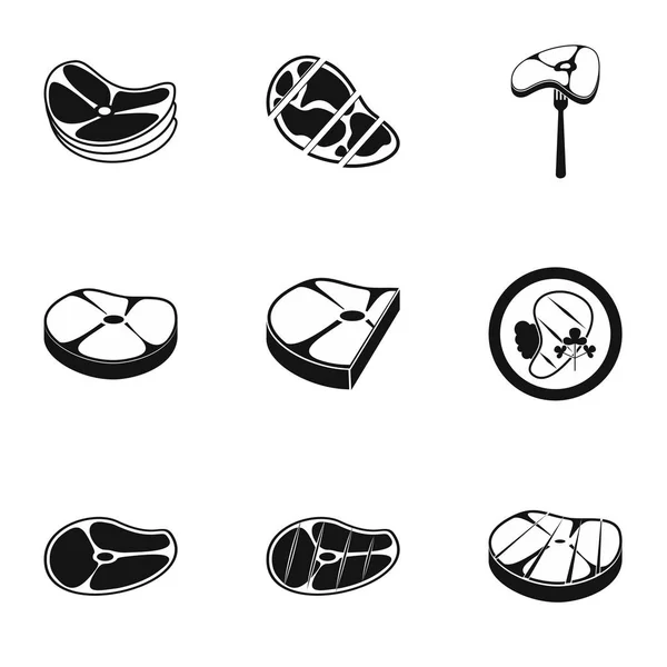 Conjunto de iconos de carne, estilo simple — Vector de stock