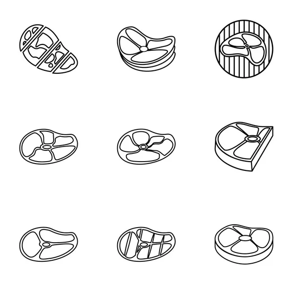 Conjunto de iconos de ternera, estilo de contorno — Vector de stock