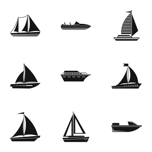 Conjunto de iconos de yate, estilo simple — Vector de stock