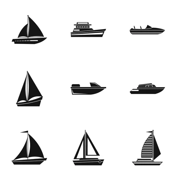Набір значків човна, простий стиль — стоковий вектор