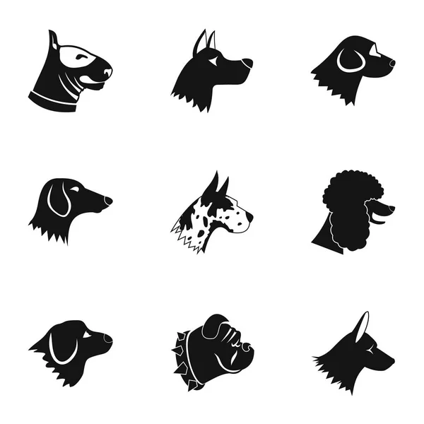 Είδη σκύλων εικόνες set, απλό στυλ — Διανυσματικό Αρχείο