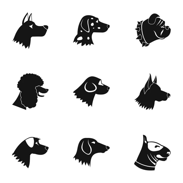 Trogen vän hunden ikoner set, enkel stil — Stock vektor