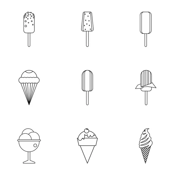 Ice cream ikonok beállítása, vázlat stílusában — Stock Vector