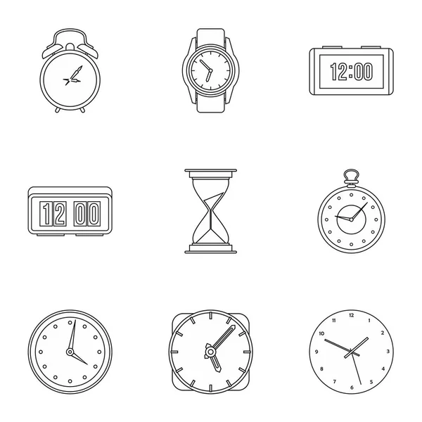 Conjunto de iconos de tiempo, estilo de contorno — Vector de stock