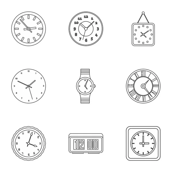 Набір піктограм часових розмірів, стиль контуру — стоковий вектор