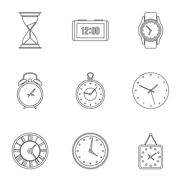 Chronometre Icons set, anahat stili — Stok Vektör