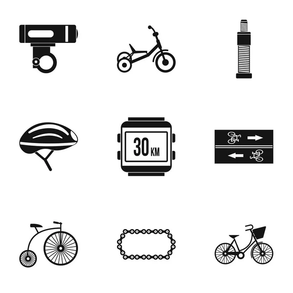 Cyklistické ikony nastavit, jednoduchý styl — Stockový vektor