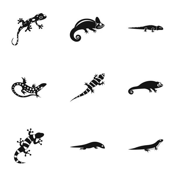 Conjunto de iconos de iguana, estilo simple — Archivo Imágenes Vectoriales