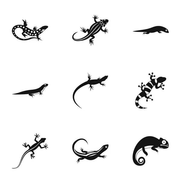 Chameleon icons set, simple style — Stock Vector