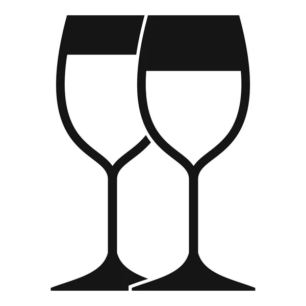 Wine glasses icon, simple style — Stock Vector