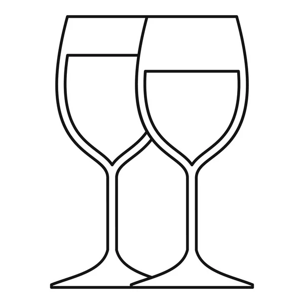 Icono de copas de vino, estilo de esquema — Vector de stock