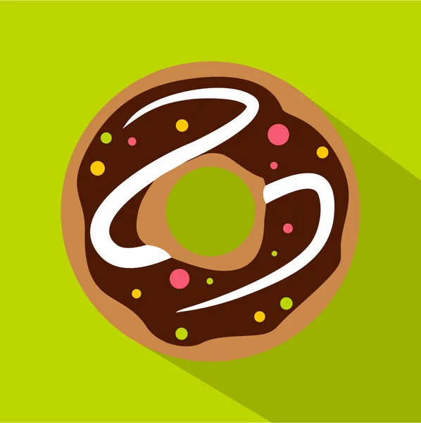 Schokoladen-Donut-Symbol, flacher Stil — Stockvektor