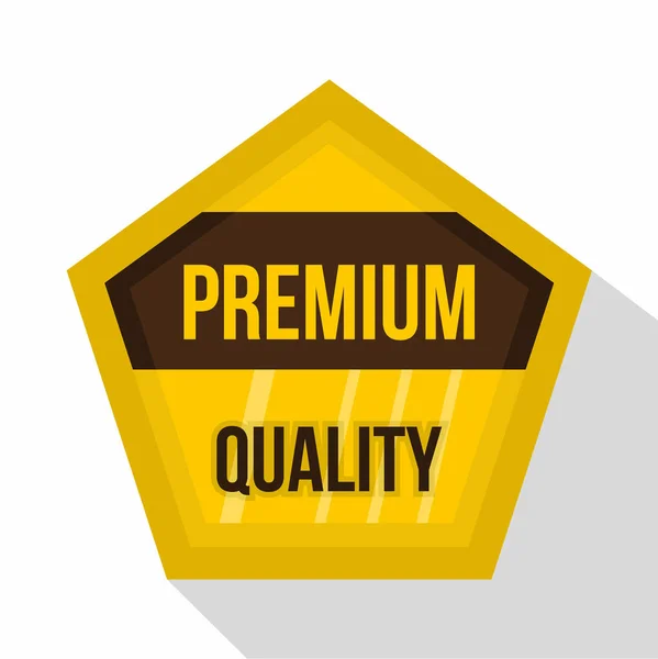 Icono de etiqueta de calidad premium de oro, estilo plano — Archivo Imágenes Vectoriales