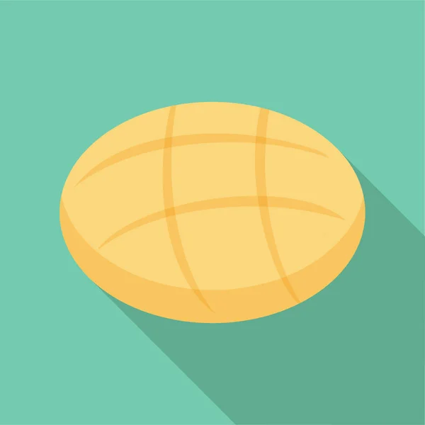 Значок круглого хлеба, плоский стиль — стоковый вектор