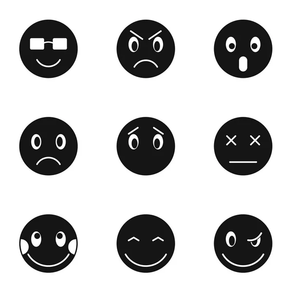 Emoticons icons set, simple style — Stock Vector