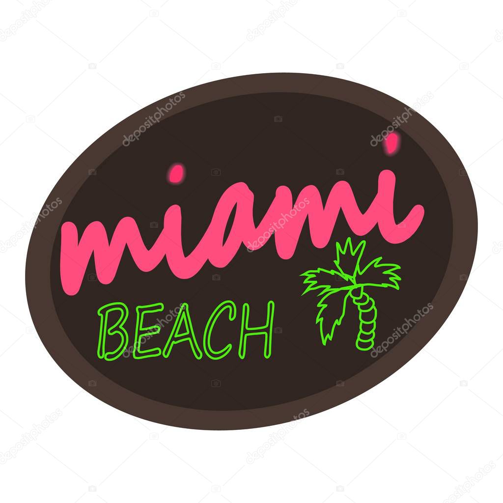 Miami beach logo. Cartoon illustration of miami beach vector logo for web
