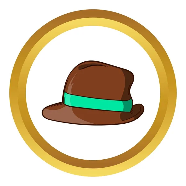 Chapeau rétro brun icône vectorielle, style dessin animé — Image vectorielle