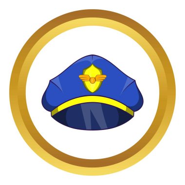 Rozet vektör simgesi olan mavi pilot şapkası