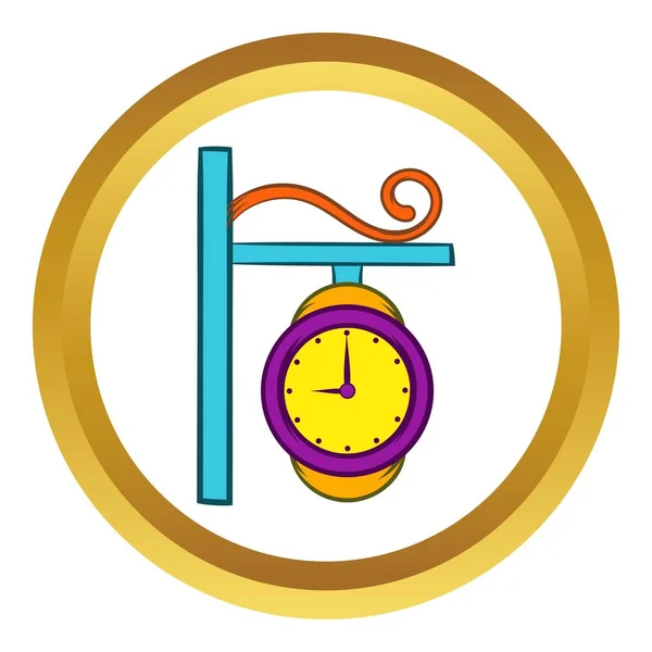 Icono de vector de reloj de estación, estilo de dibujos animados — Archivo Imágenes Vectoriales