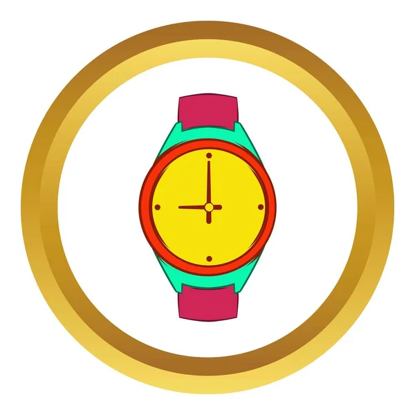 Muñeca icono del vector del reloj, estilo de dibujos animados — Archivo Imágenes Vectoriales