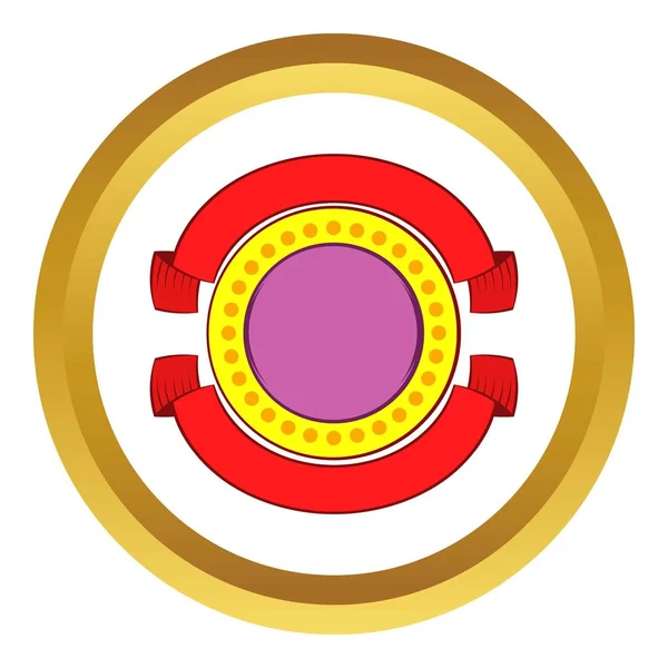 Круглый значок с векторной иконкой красных лент — стоковый вектор