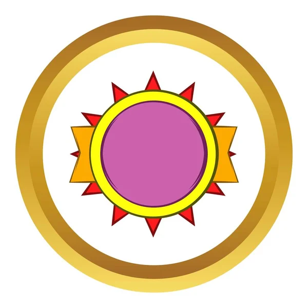 Runde violette Abzeichen Vektor-Symbol, Cartoon-Stil — Stockvektor