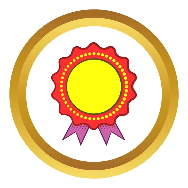 Roseta de prêmio com ícone de vetor de fita violeta — Vetor de Stock