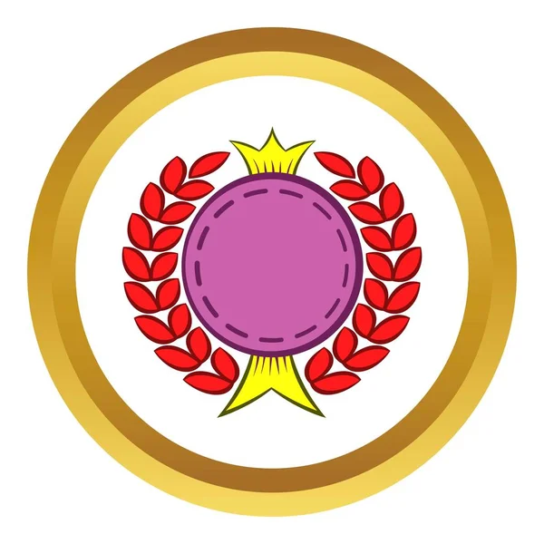 Emblema redondo com coroa e laurel vetor ícone — Vetor de Stock