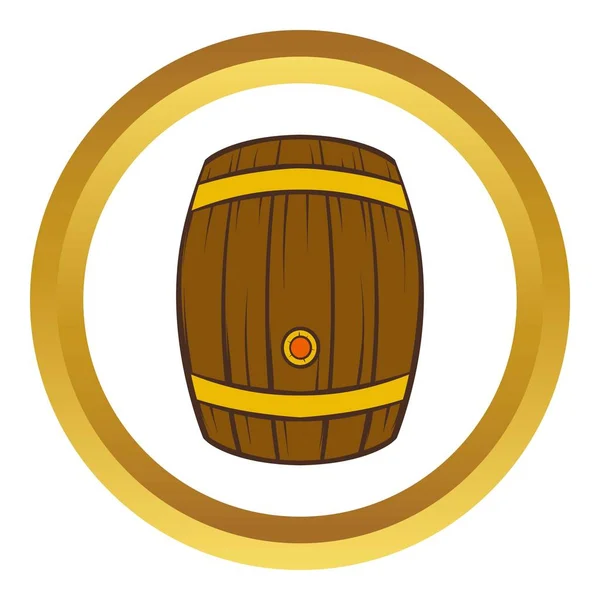 Barril de madera del icono del vector de cerveza, estilo de dibujos animados — Vector de stock