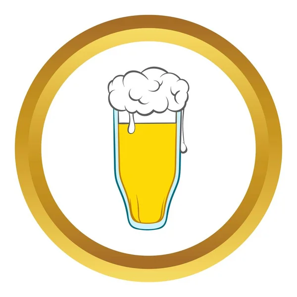 Vetro di icona vettore birra, stile cartone animato — Vettoriale Stock