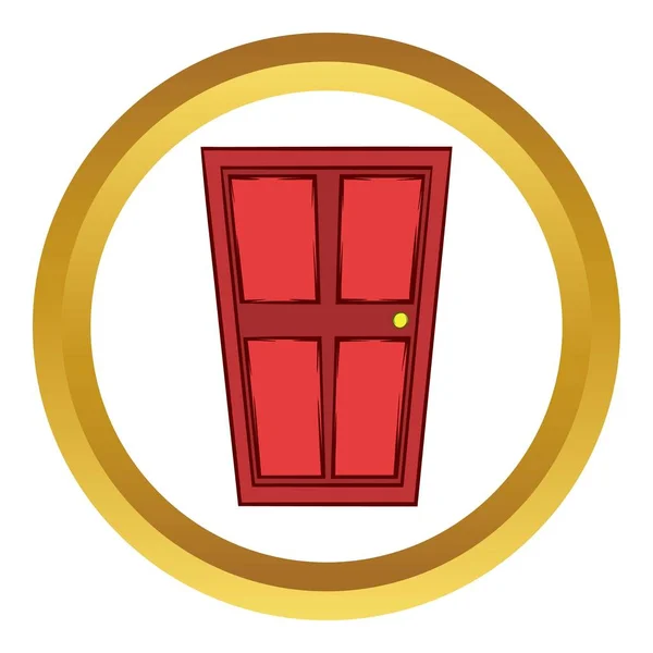 赤い木製ドア ベクトルのアイコン、漫画のスタイル — ストックベクタ
