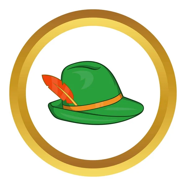 Grüner Hut mit einem Federvektorsymbol — Stockvektor