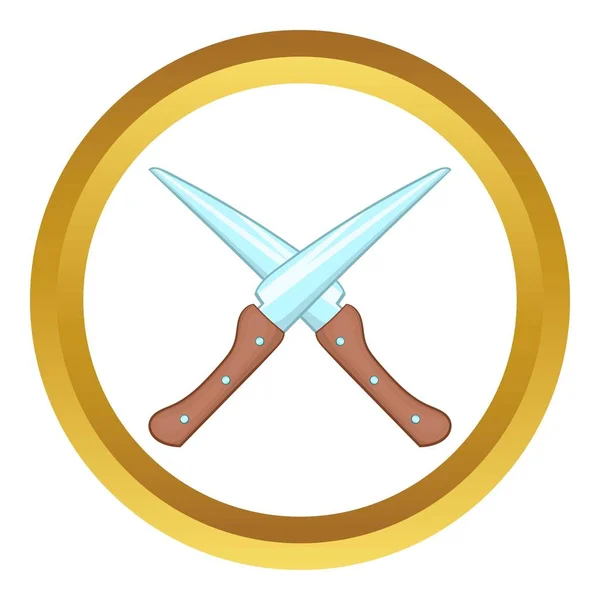 Crossed kitchen knifes vector icon — Stock Vector