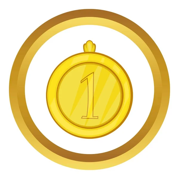 Gold first place medal vector icon — Stock Vector