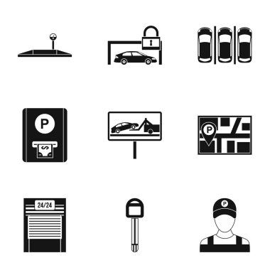 Park alanı Icons set, basit tarzı
