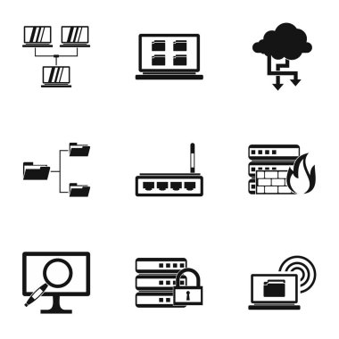 Bilgisayar kurulum Icons set, basit tarzı