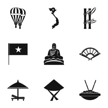 Ülke Vietnam Icons set, basit tarzı