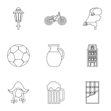 Holland Icons set, anahat stili turizm