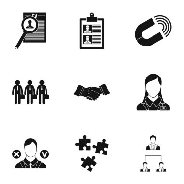 İş arama Icons set, basit tarzı