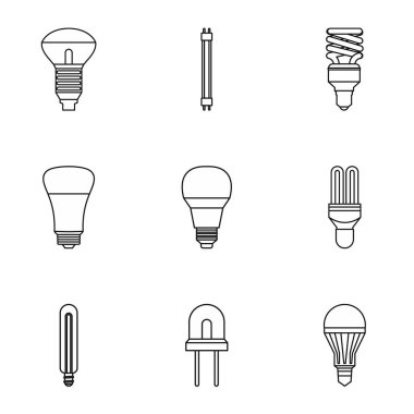 Icons set aydınlatma, anahat stili