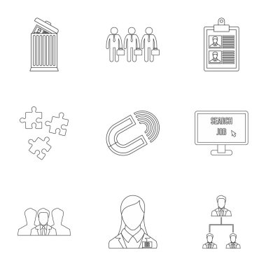 İş Icons set, anahat stili