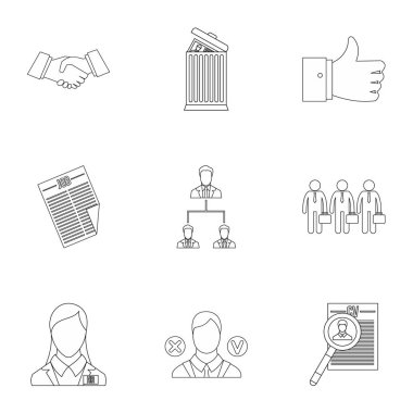 Ajansı Icons set personel, anahat stili