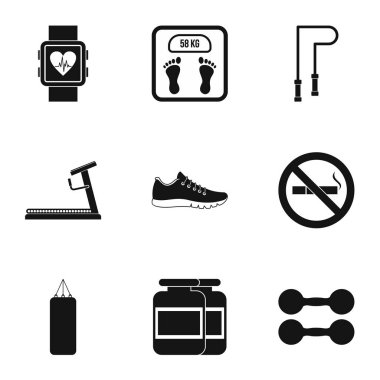 Aktif spor Icons set, basit tarzı