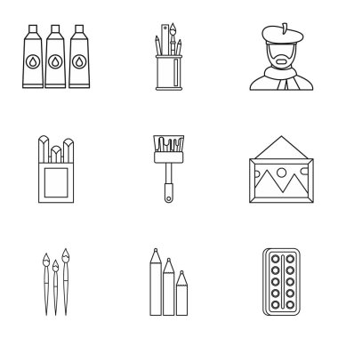 Çizim Icons set, anahat tarzı boya