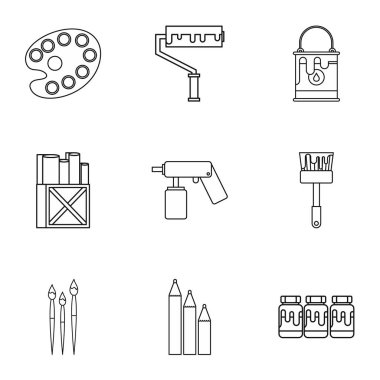 Yaratıcılık sanat Icons set, anahat stili