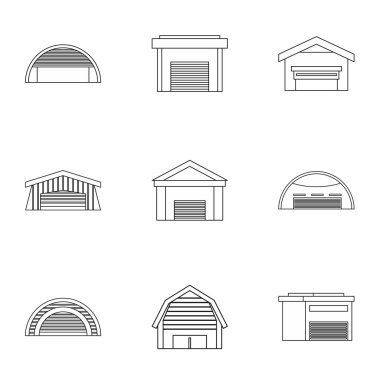 Depolama Icons set, anahat stili